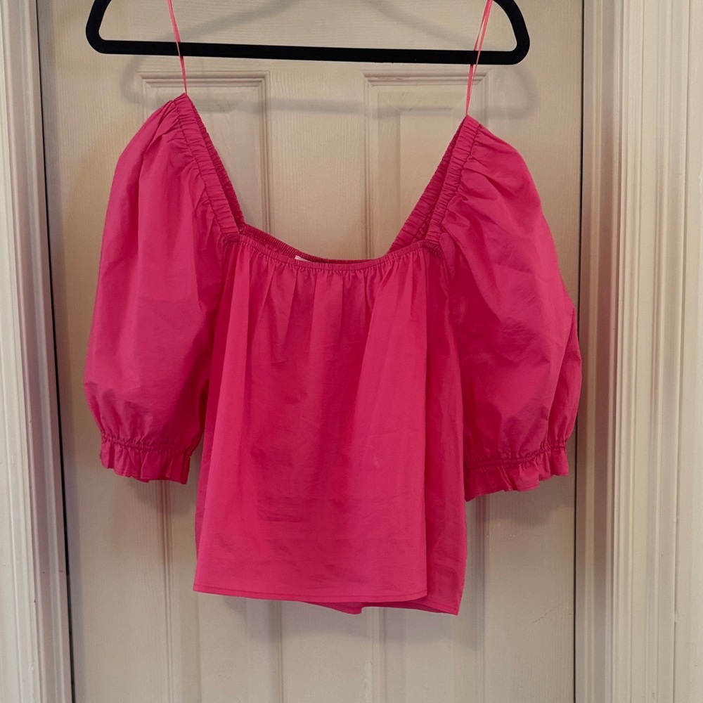 English Factory Bright Pink Puff Sleeve Blouse